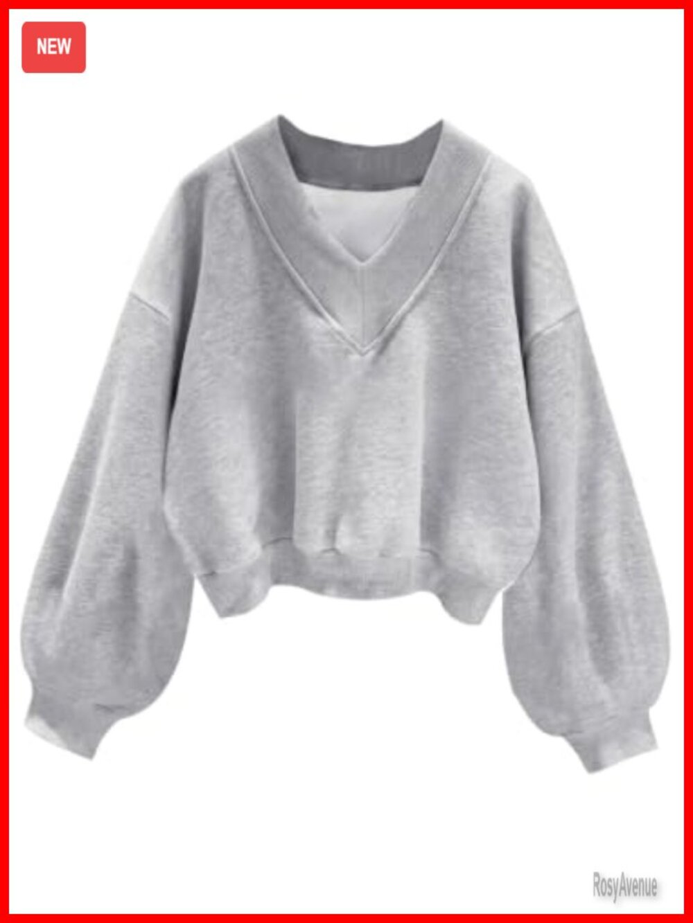 V Neck Cropped Sweatshirt Fleece Pullover Long Sleeve Women's Top